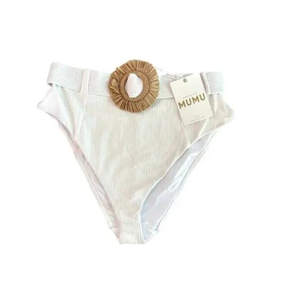 Show Me Your Mumu Bahamas Belted Bottom Ivory Rib Scrunch XS NWT - Picture 3 of 5